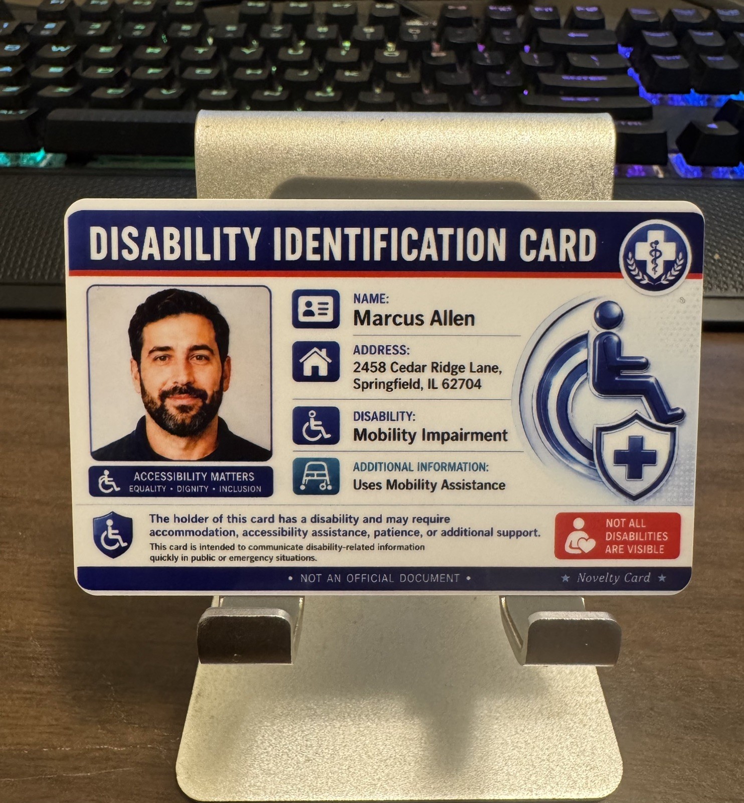 Custom Disability Information Novelty PVC Card – Wallet Size Info Card