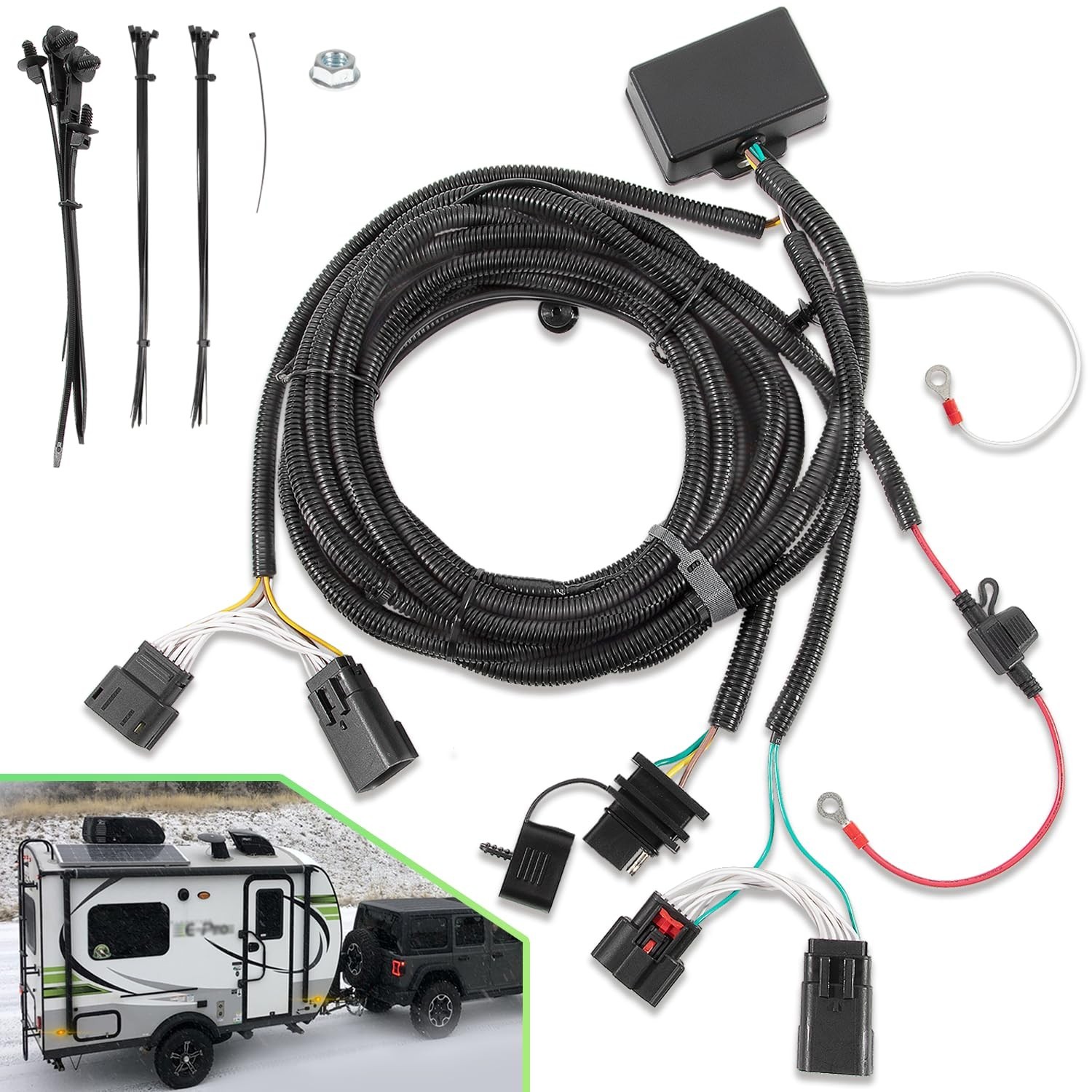 4-Pin Trailer Plug & Play Tow Hitch Wiring Harness fit for Jeep Wrangler Unli…