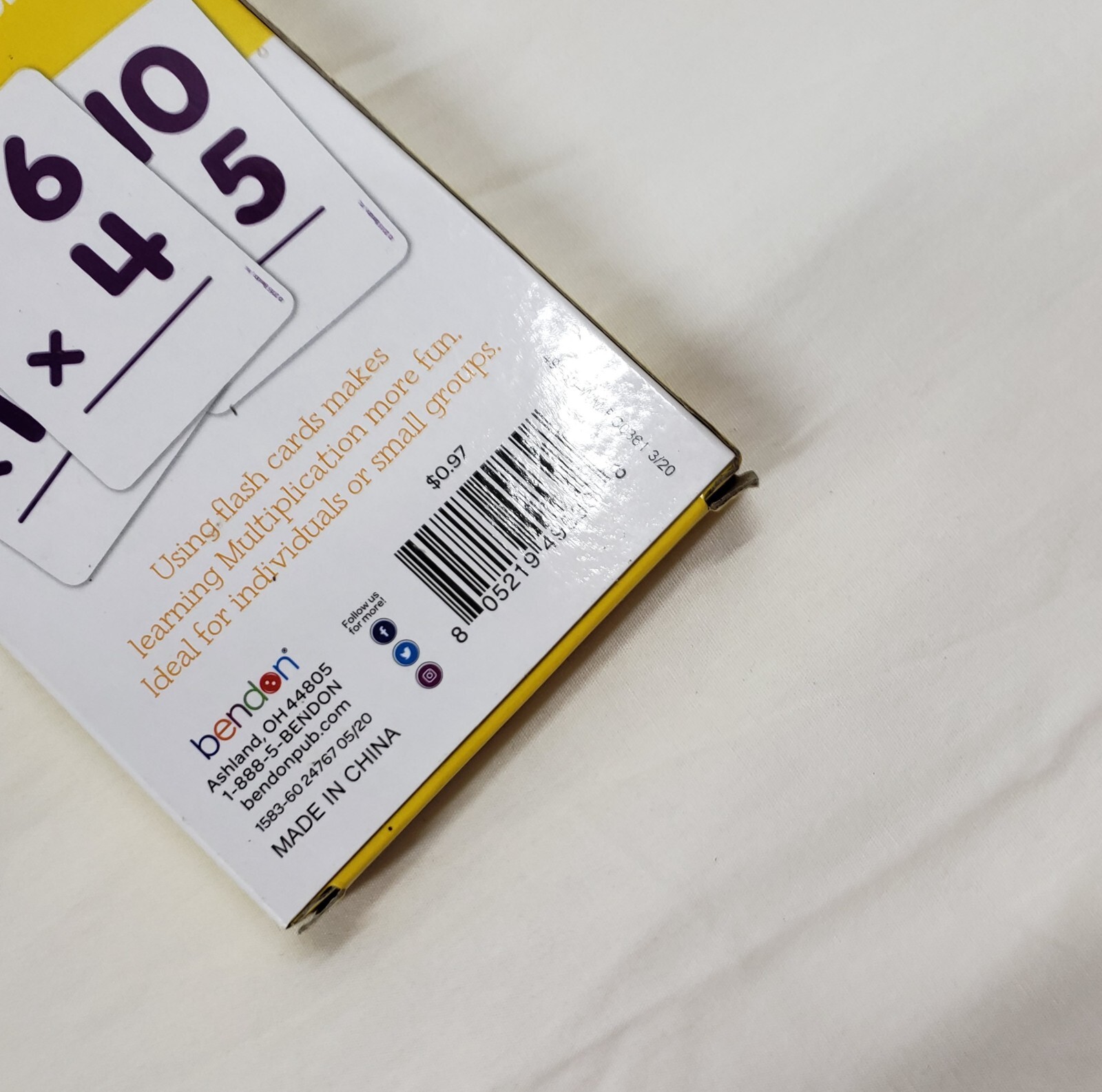 Ages 4+ Bendon Educational Flash Cards Multiplication Phonics Sight Words 3 Pks