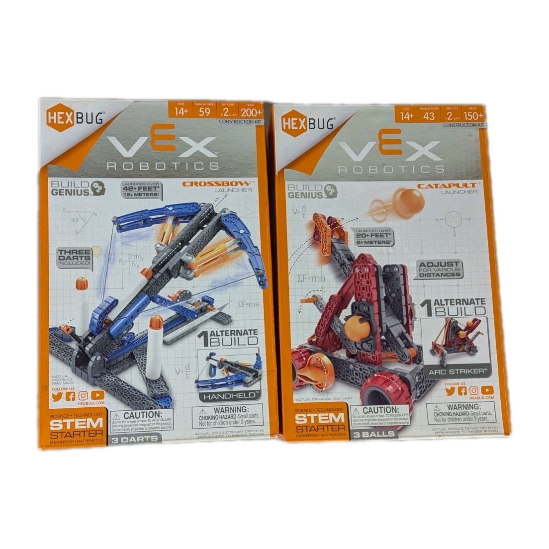 Hexbug Vex Robotics Crossbow And Catapult Launcher Lot Of 2 Science Tech