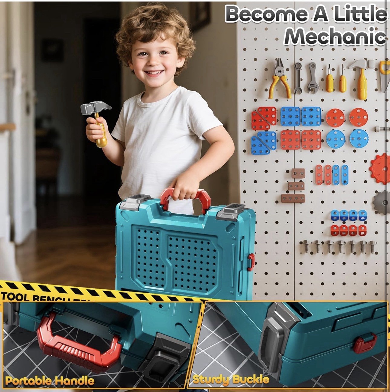 Kids Tool Set Workbench Toy – 2-in-1 Construction Playset for Ages 3-8
