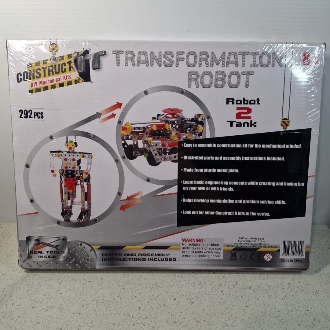 Transformation Robot Construct It 292pc Real Tools New Sealed Construction Kit