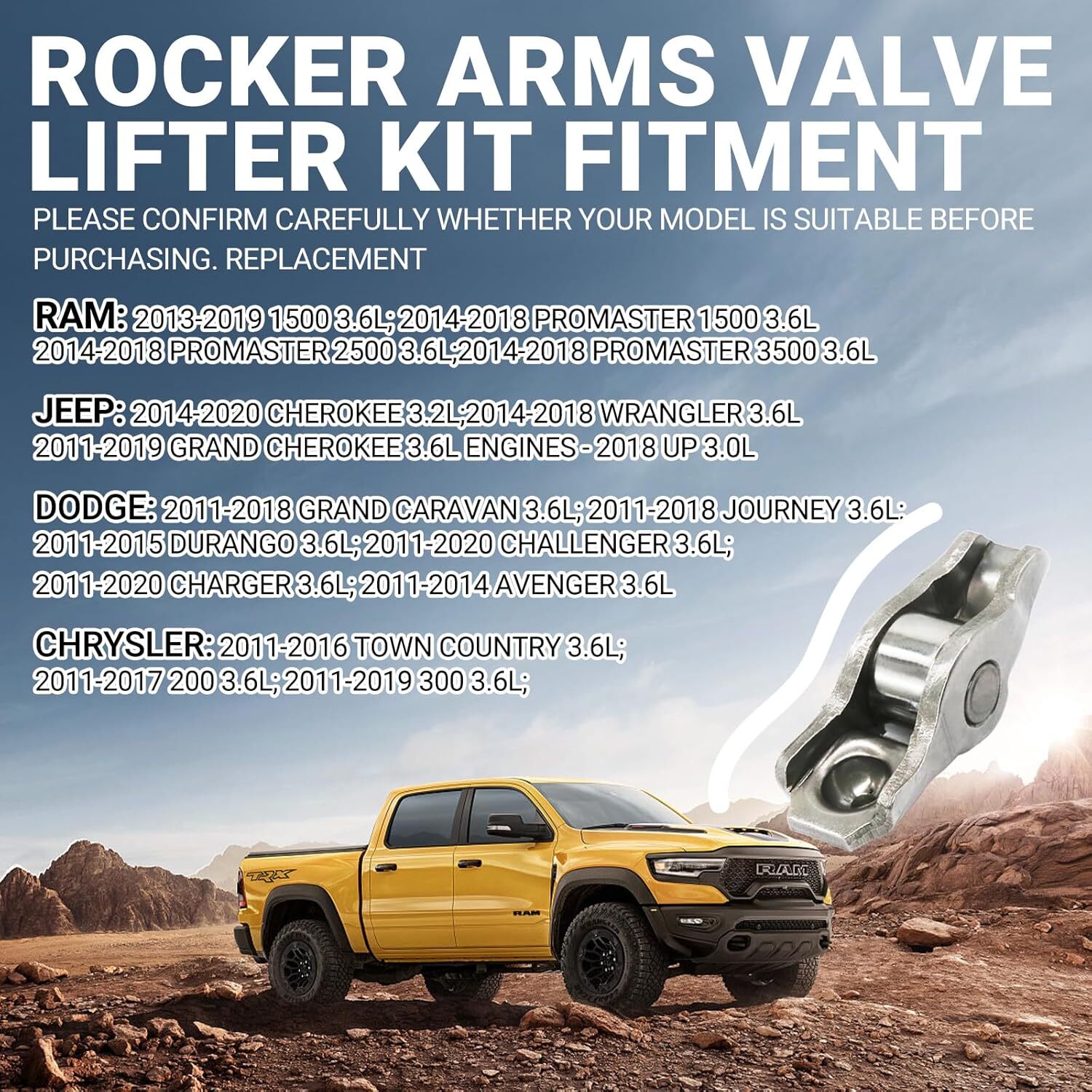 Rocker Arm and lifter 12Pcs Compatible with ChrysIer 200 300 Dodge Ram 1500