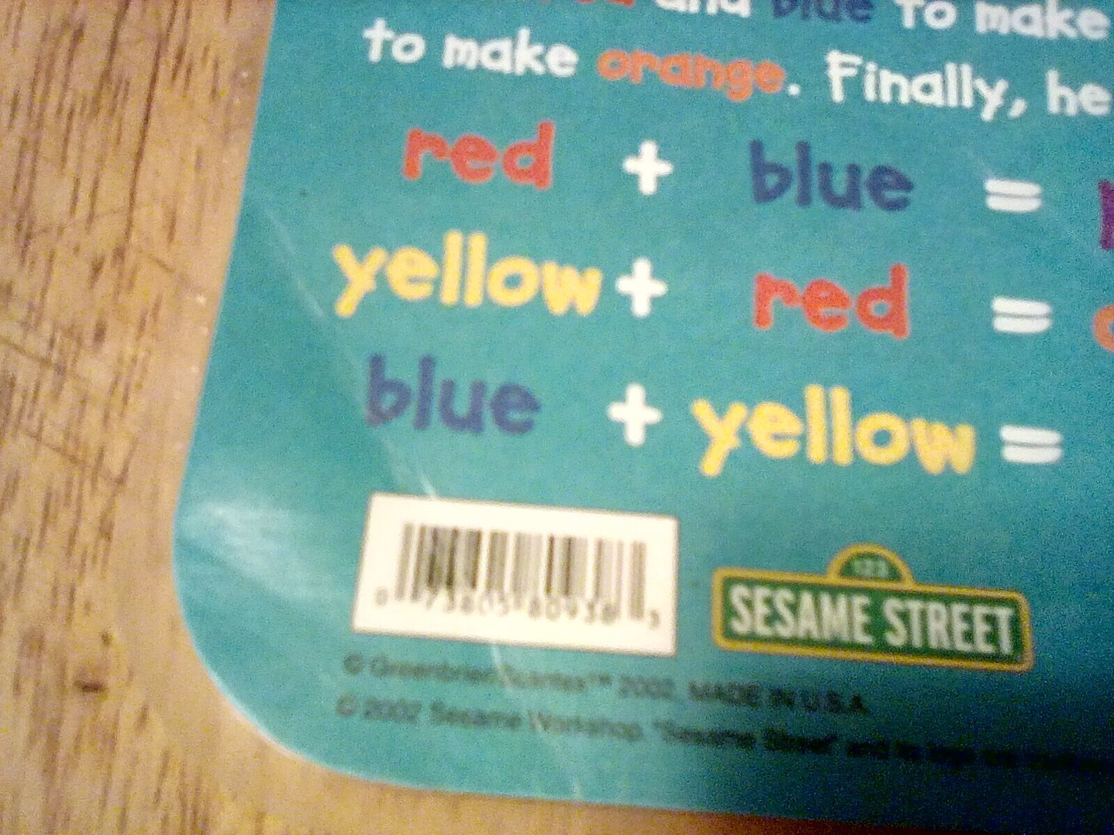 Sesame Street Colors 2002 Educational Learning Activity Mat Preschool Homeschool