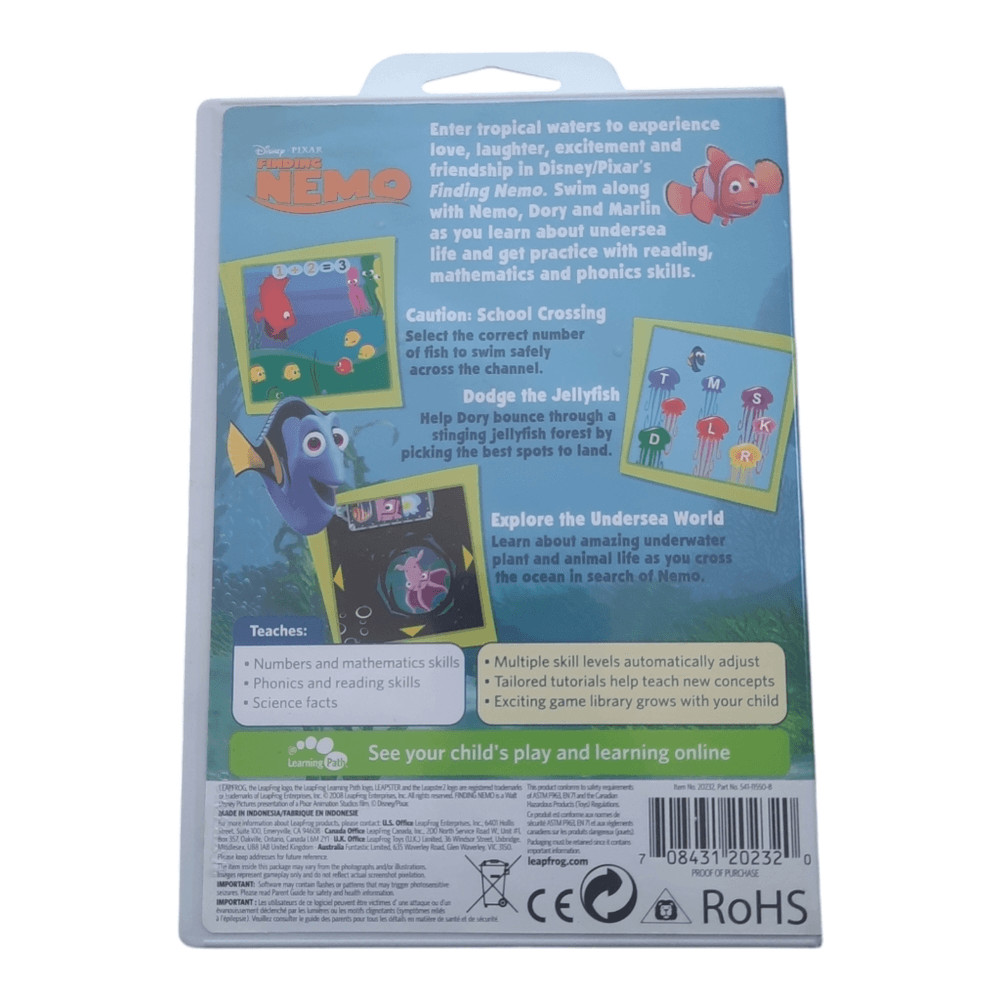 LeapFrog Leapster Disney Pixar FINDING NEMO Learning Game 4-6 years Pre-K-K