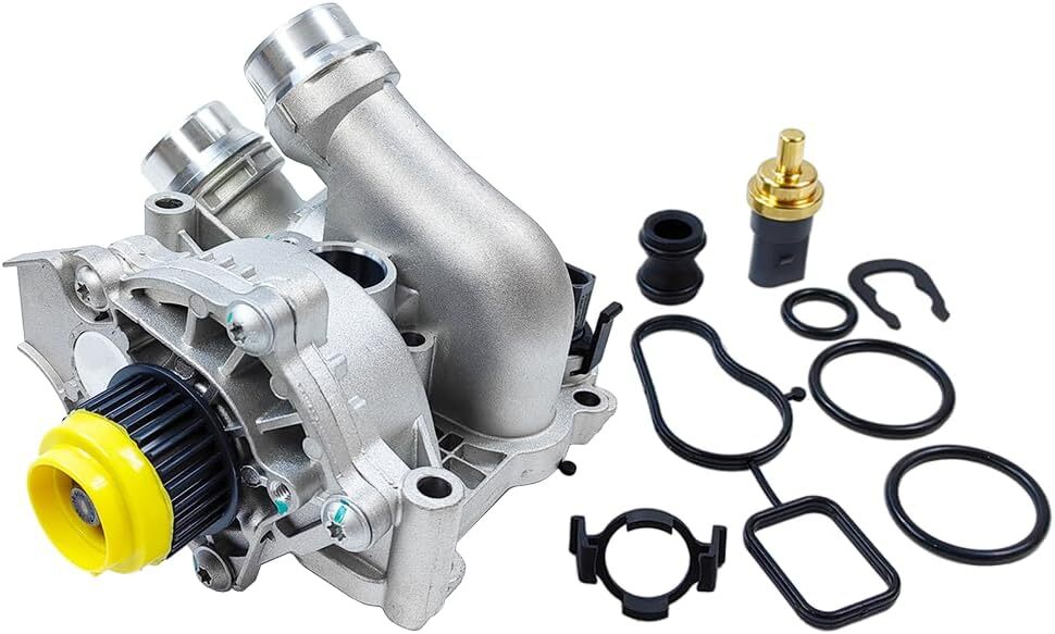 Engine Water Pump Thermostat Housing Assembly Aluminum Compatible with VW Passat