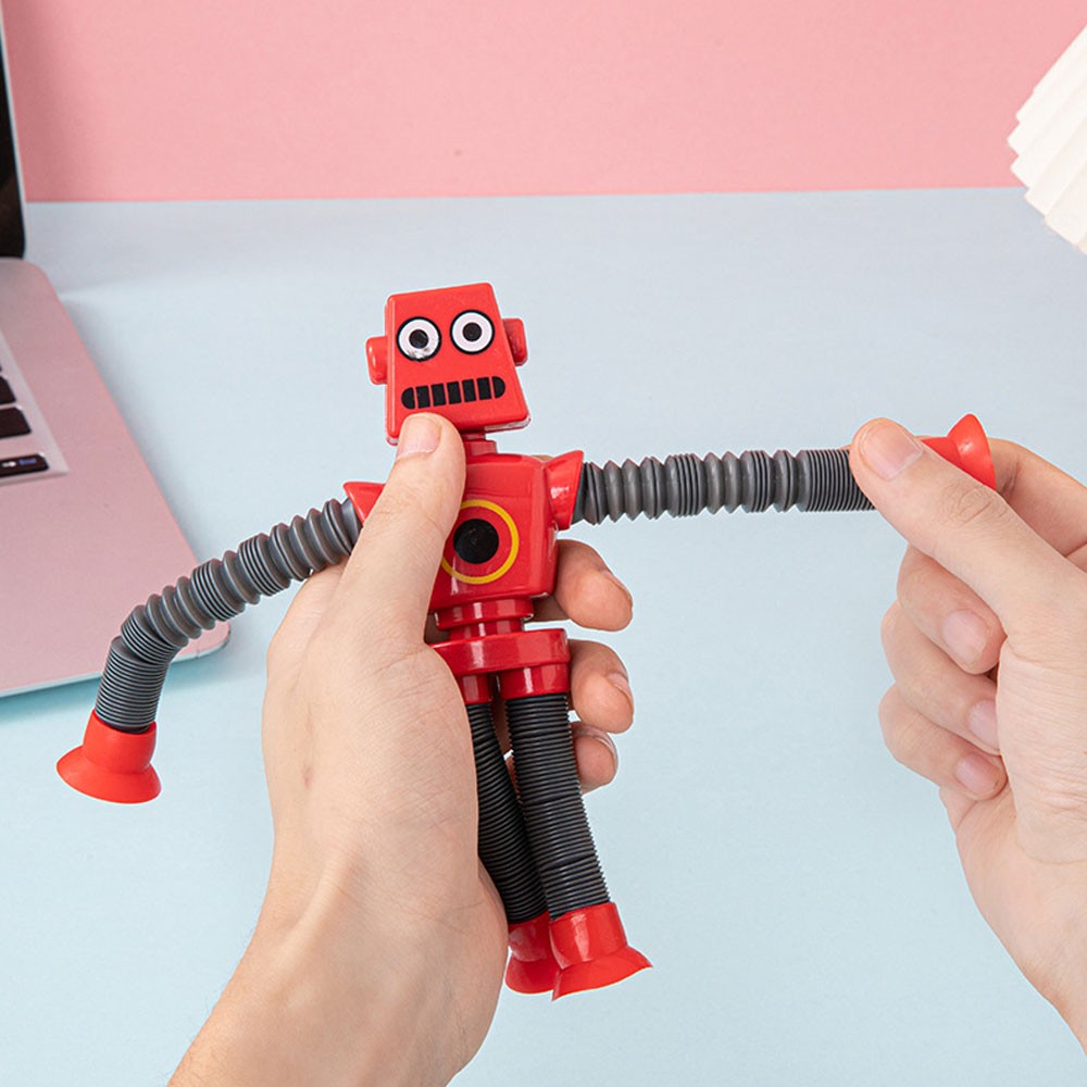 LED Telescopic Suction Cup Robots Toy Stress Relief Light Up Robot Toy GN