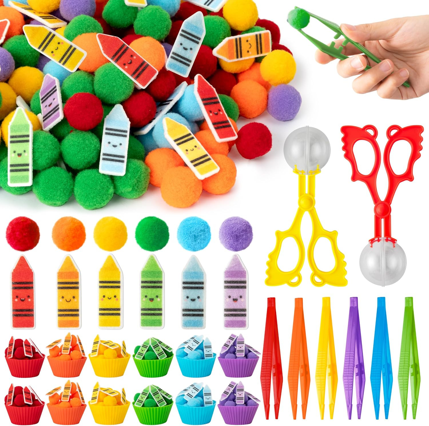 EZdhuawuse Crayon Sensory Bin Fillers, 321Pcs Back to School Fine Motor Set | Co