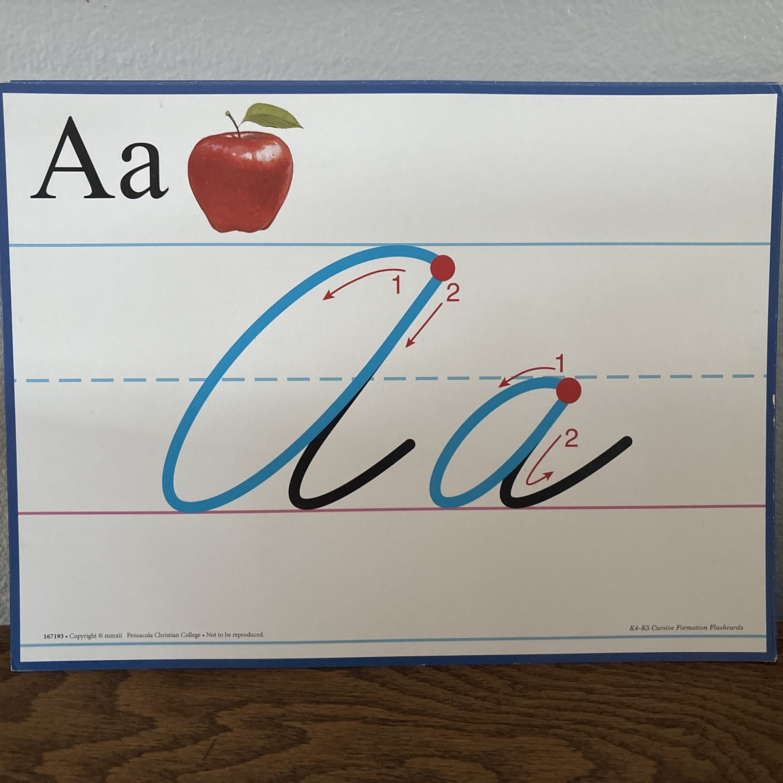 Abeka K4-K5 Cursive Formation 9×12 Large Flashcards
