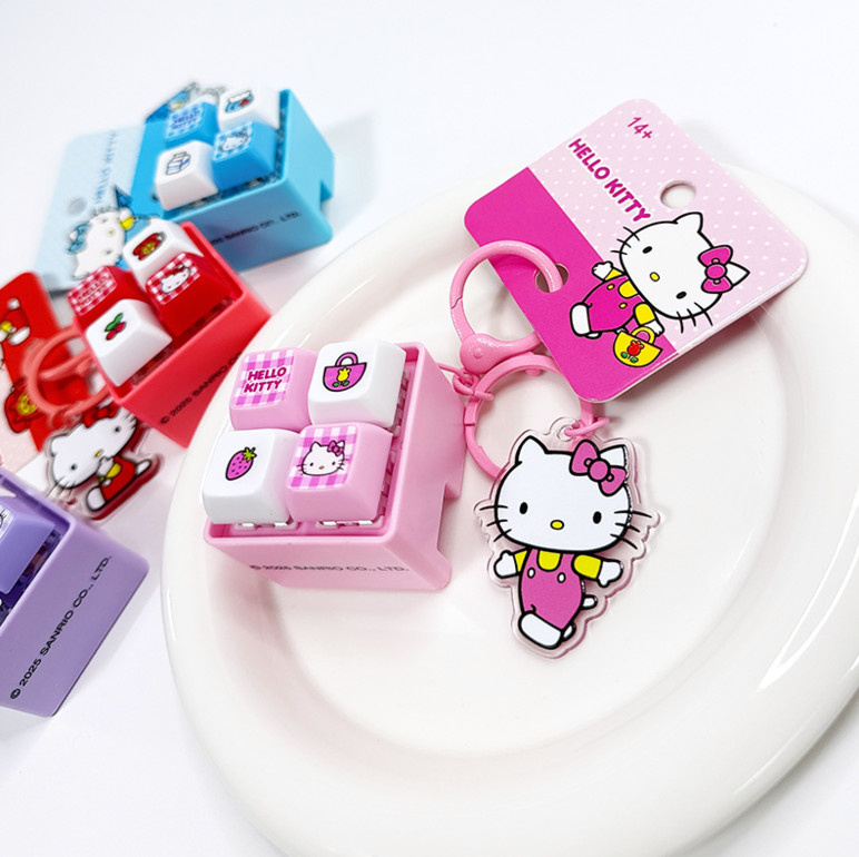 Hello Kitty (Sanrio) LED Keycap Clicker Keychain Keyring 4 Colors Full Set
