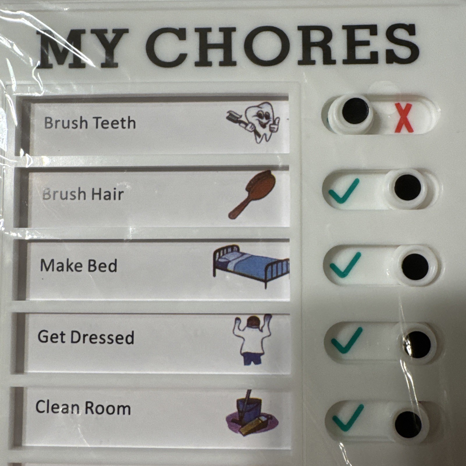 Chore Chart List Board. Slide Button “My Chores” New. No Tag.