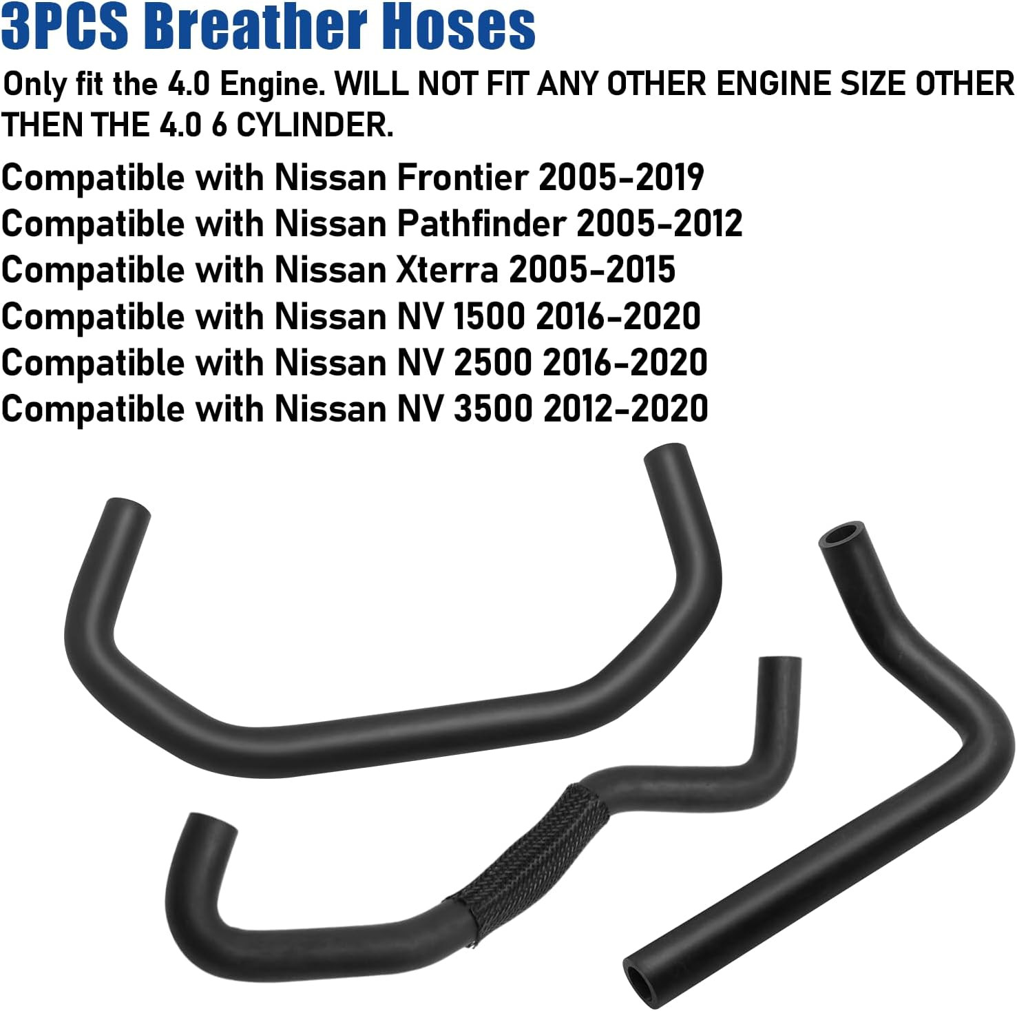 Jaronx 3PCS Breather Hoses Compatible with Nissan Pathfinder 2005-2012 | Frontie