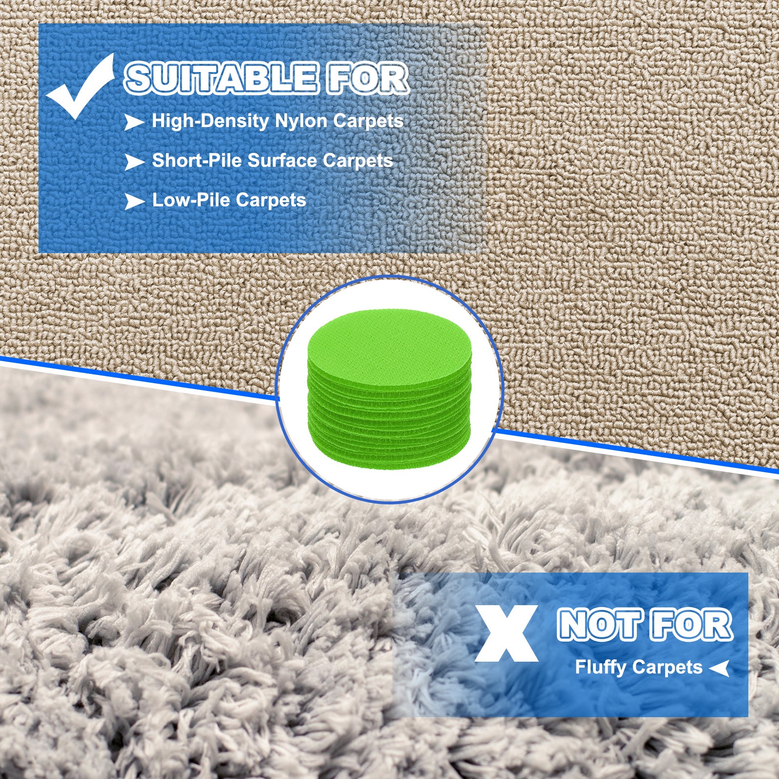 48pcs Carpet Marker Spots 2 Inch Round Floor Markers Non Slip Carpet Dots, Green