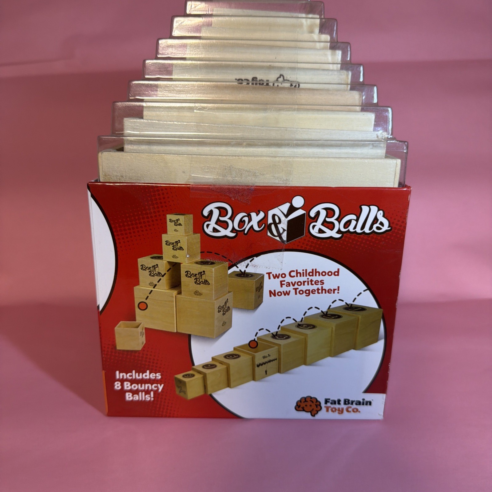 NEW! BOX & BALLS FAT BRAIN TOY COMPANY LEARN TO DO TRICK SHOTS SKILL GAME AGE 5+