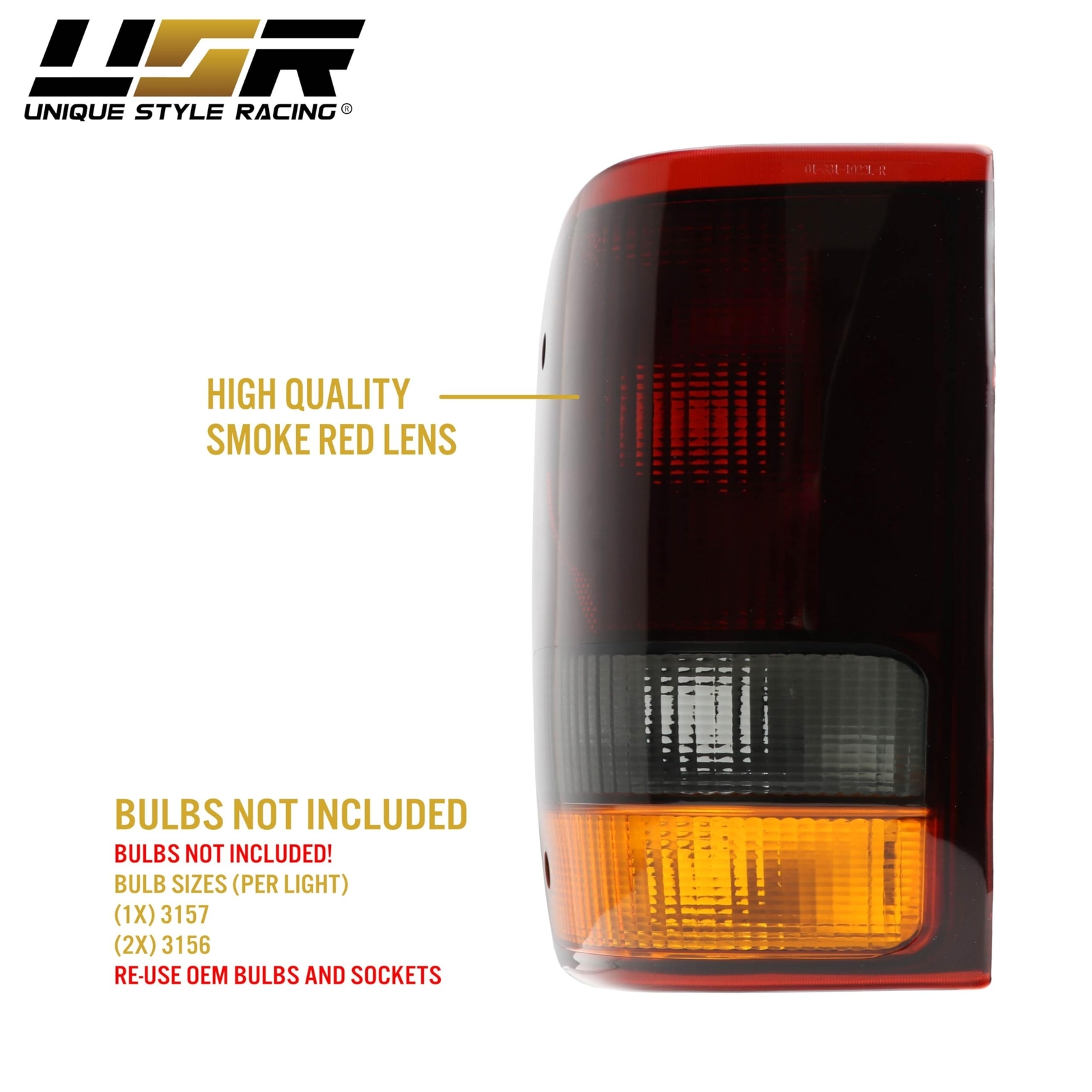 USR 93-97 Ranger Pick-Up Tail Light Set – SMOKED Tail Lamps Pair (Left + Righ…