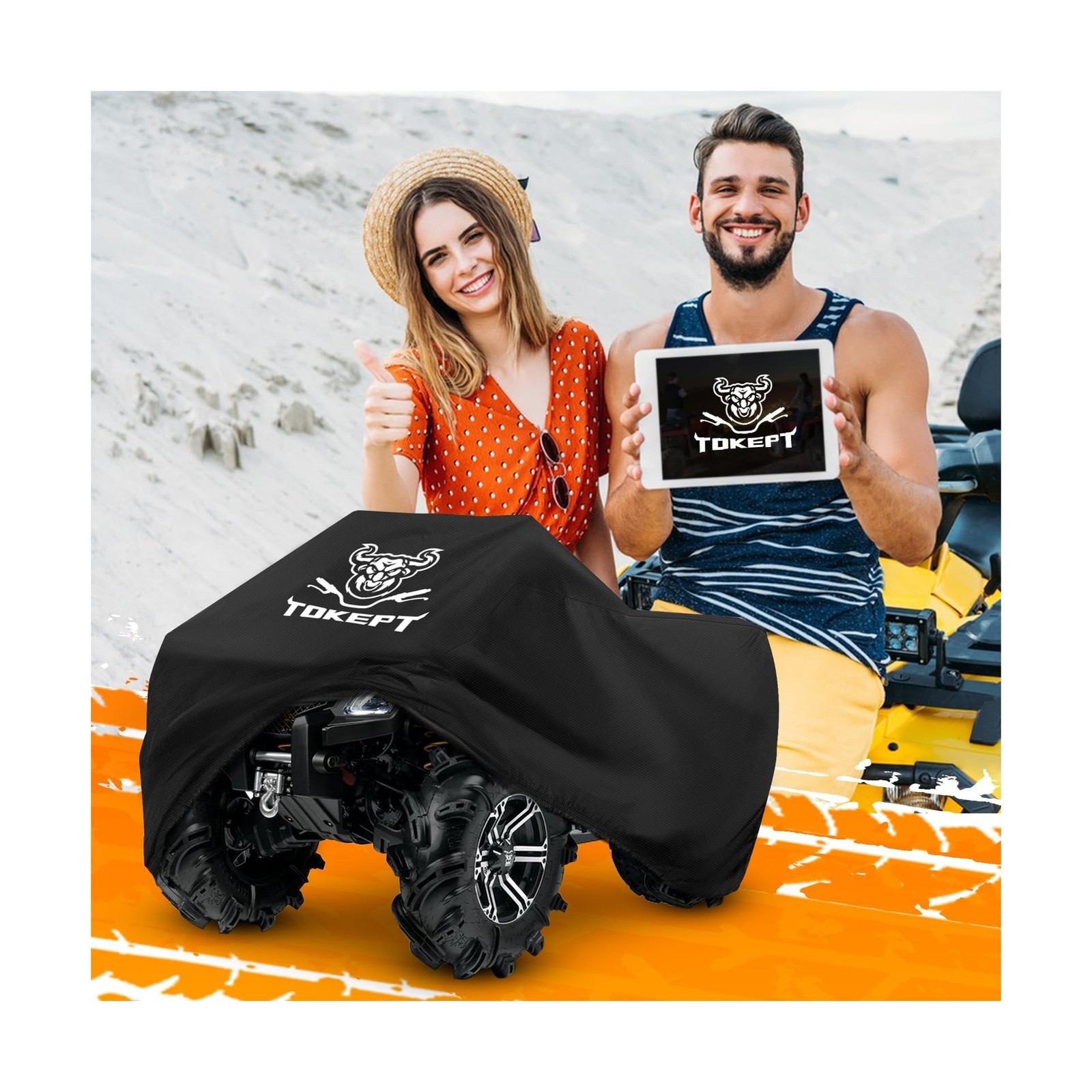 ATV Cover, Heavy Duty Black Waterproof Oxford Fabric Protective 4 Wheeler Qua…