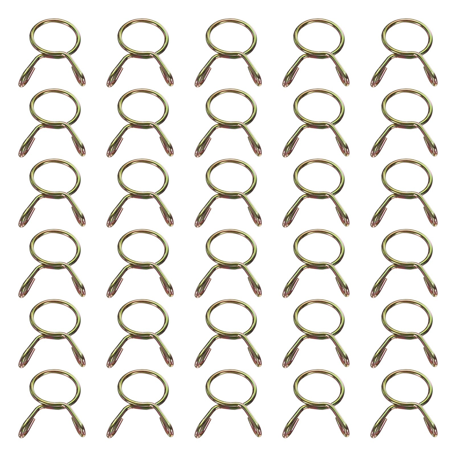 30Pcs 14mm ID 15.7mm OD Fuel Line Hose Clips 65Mn Spring Clips Clamps Gold