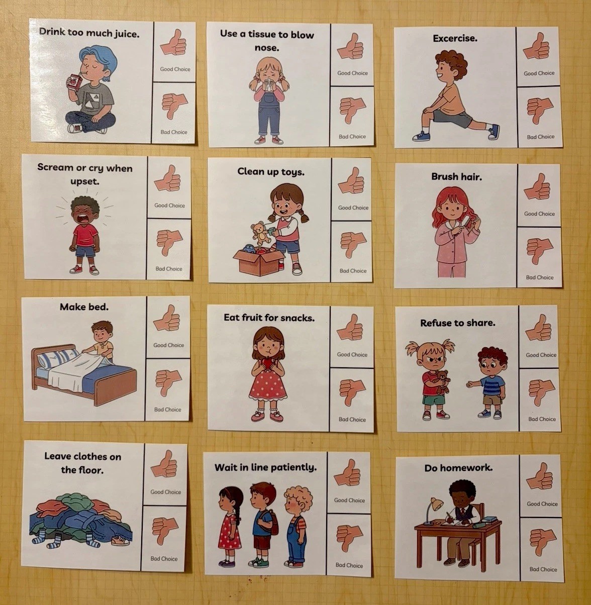 Pouch of 40 Good Choice/Bad Choice Flash Cards Special Education Autism