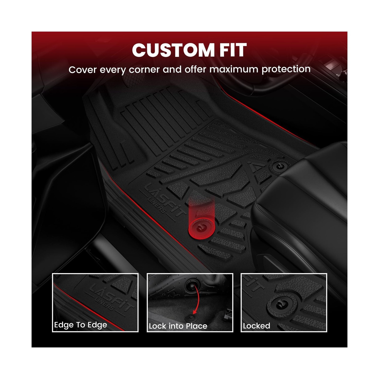 LASFIT Floor Mats for Ford F250 F350 1999-2007 Super Duty Crew Cab Carpet Flo…