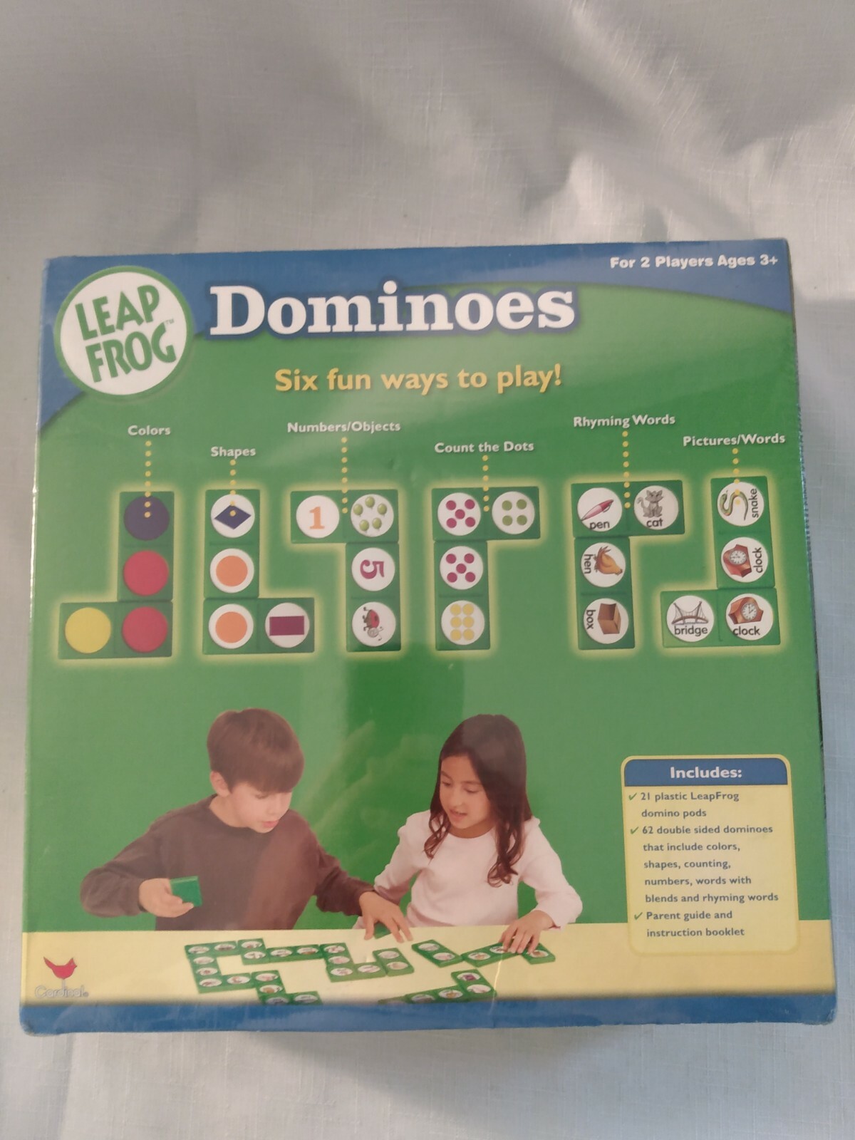 Leap Frog Dominoes Educational Game Cardinal 2 players ages 3+ colors shapes NEW