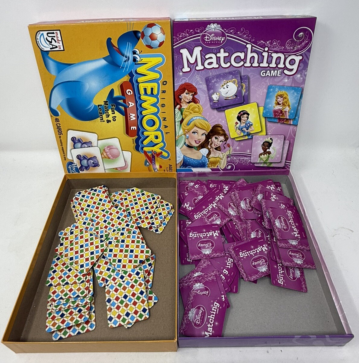 Hasbro 2013 Original Memory & Disney Princess 2014 Matching Game Preschool