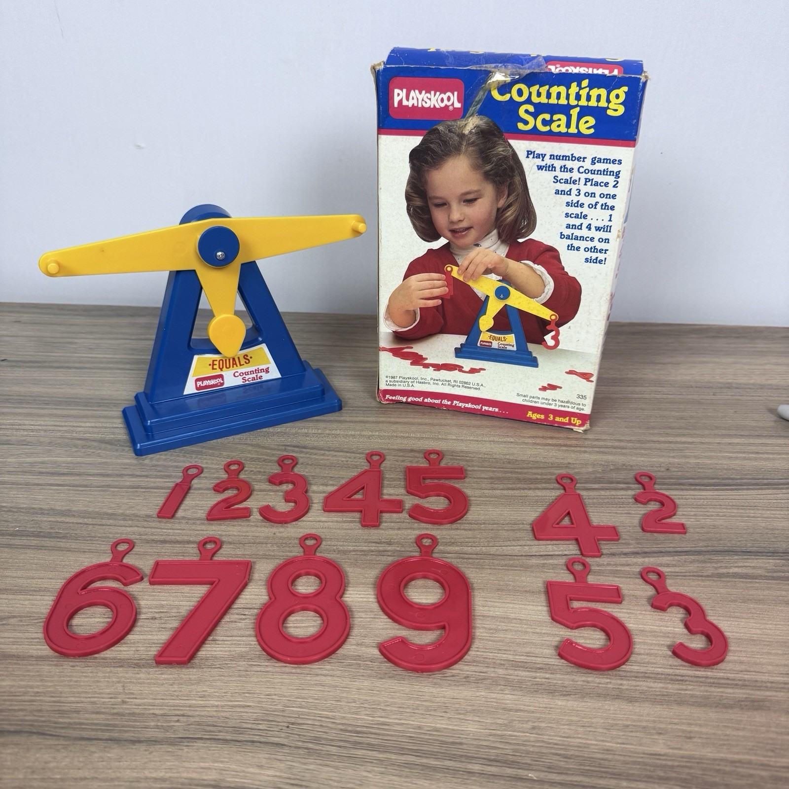 VTG 1987 Playskool Counting Scale Adding & Subtracting Box & 13 Numbers VIDEO!