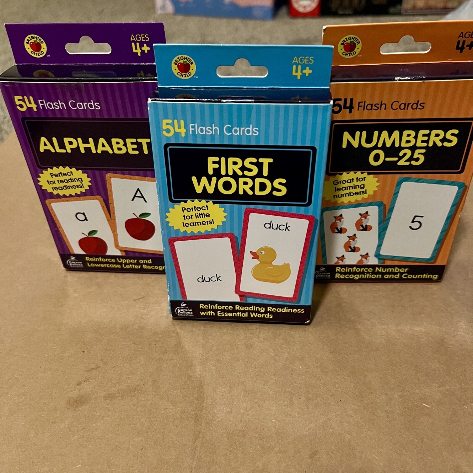 Carson Dellosa Toddler Flashcards 3 Pack: Alphabet, First Words, Numbers (0-25)