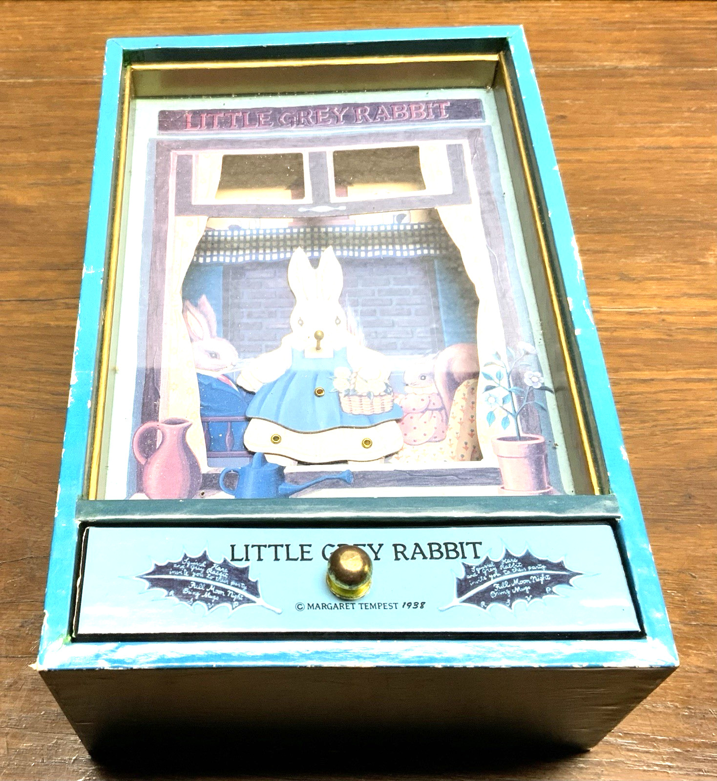Vintage Animated Music Box Rabbit 1950s Little Grey Rabbit