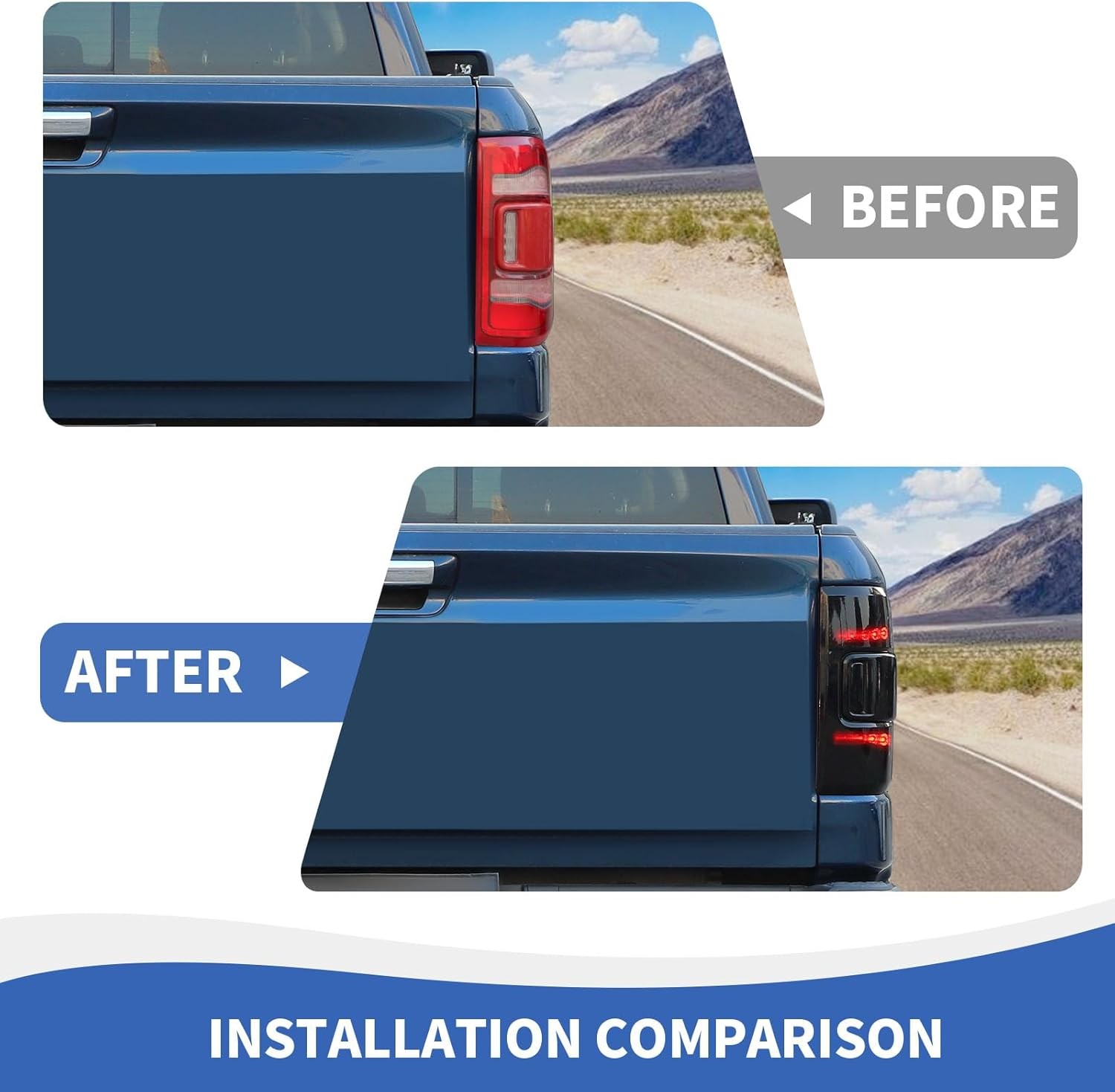 for RAM Tail Light Cover, Smoked Rear Light Lamp Guards Trim Compatible with Dod