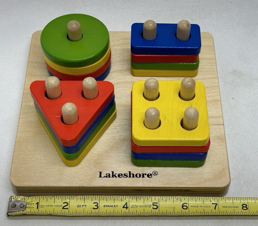 LAKESHORE Learn Play Sort-A-Shape Activity Board Developmental Wooden Toy 19217