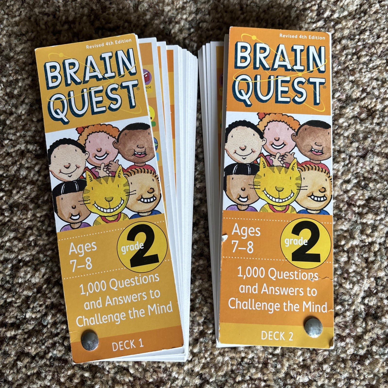 BRAIN QUEST CARDS 2nd Grade 1000 Q&A to Challenges the Mind Ages 7-8 Deck 1 & 2