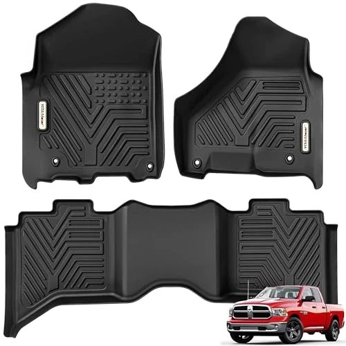 Floor Mats Fit for 2013-2018 Dodge Ram 1500/2500/3500 Crew Cab, 2019-2024 Ram