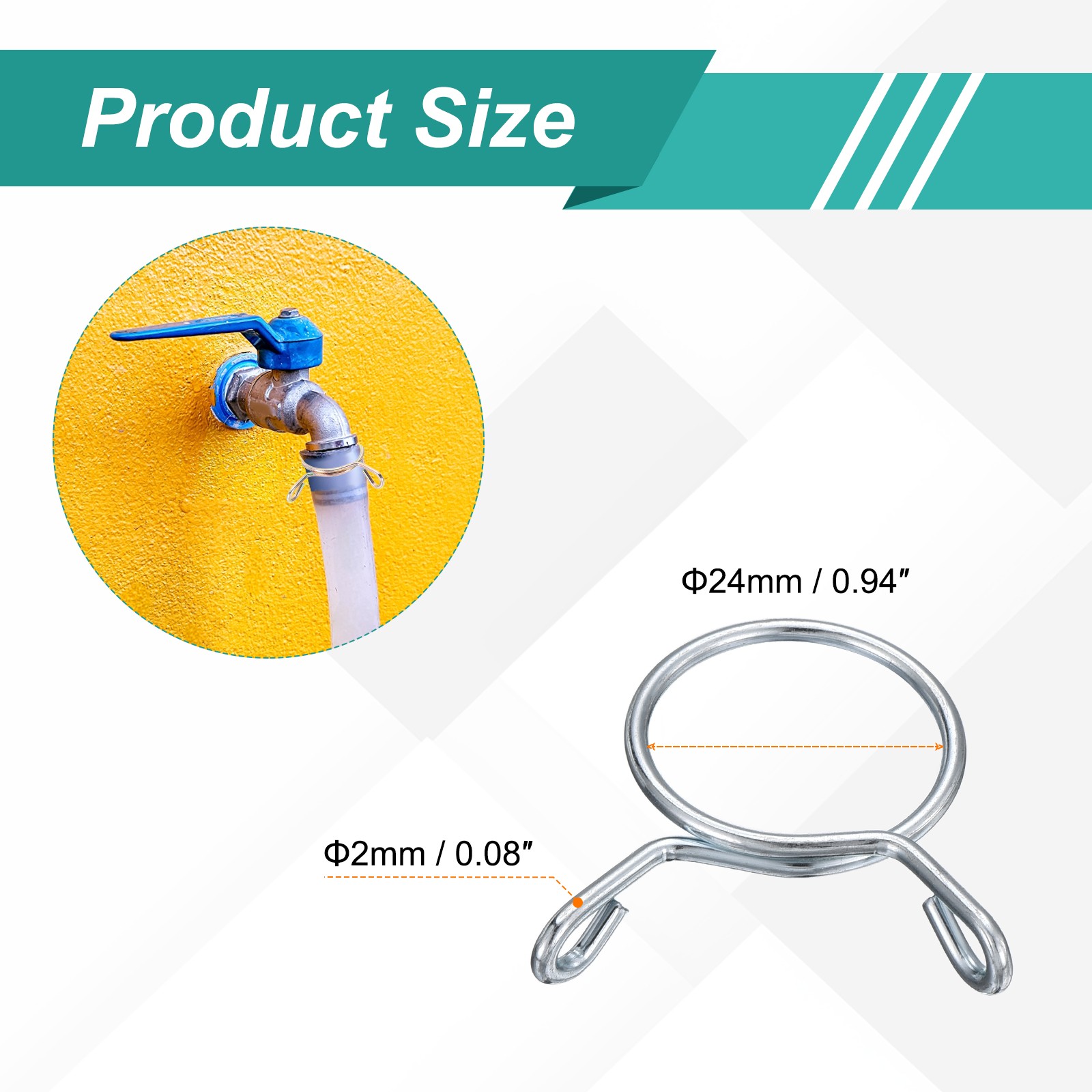 30Pcs 24mm ID 24mm Clamp Dia. Fuel Line Hose Clips Spring Clips, Blue White