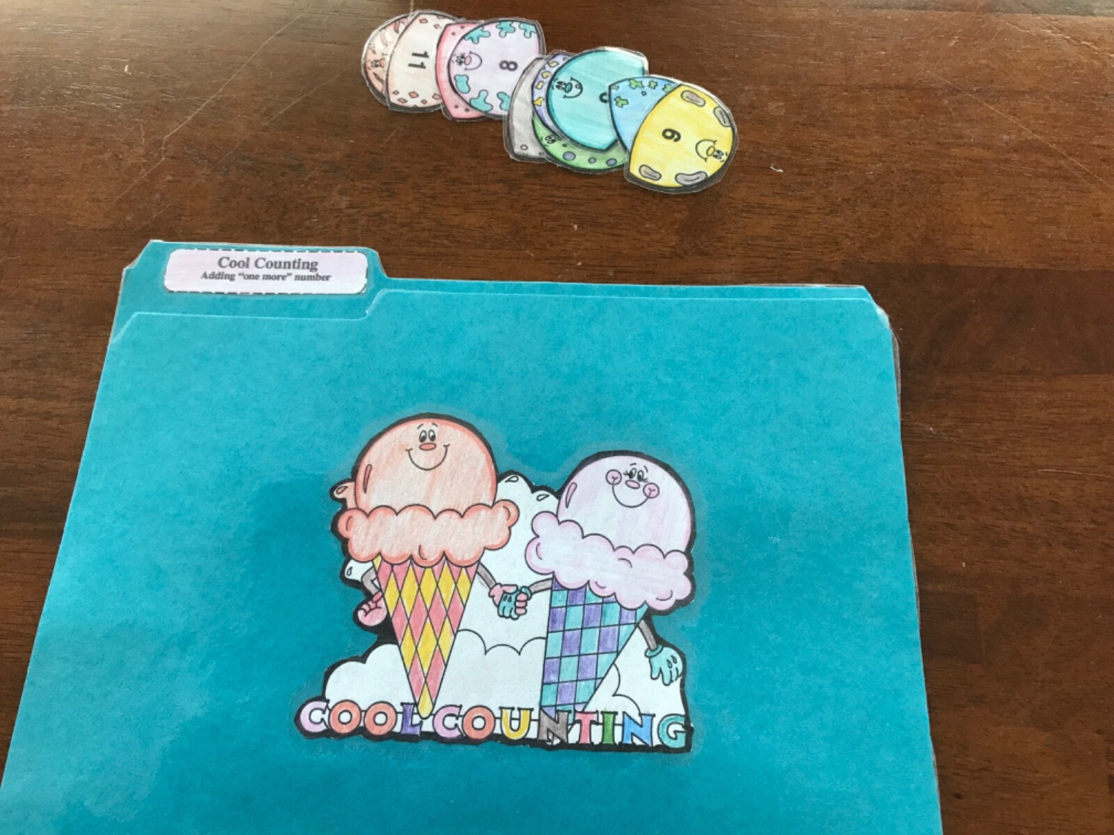 Cool Counting!! One more grade K math file folder game teacher resource