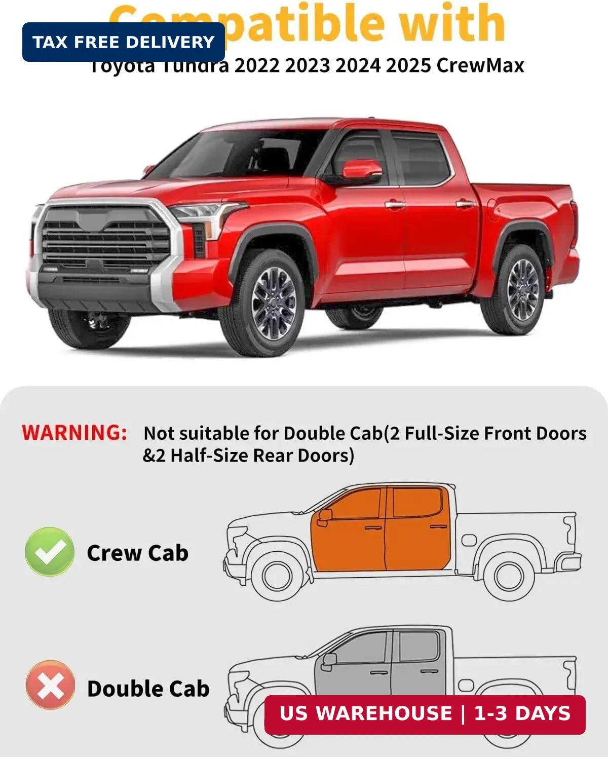 in-Channel Window Rain Guards Fit for Truck Toyota Tundra 2022 2023 2024 2025 20
