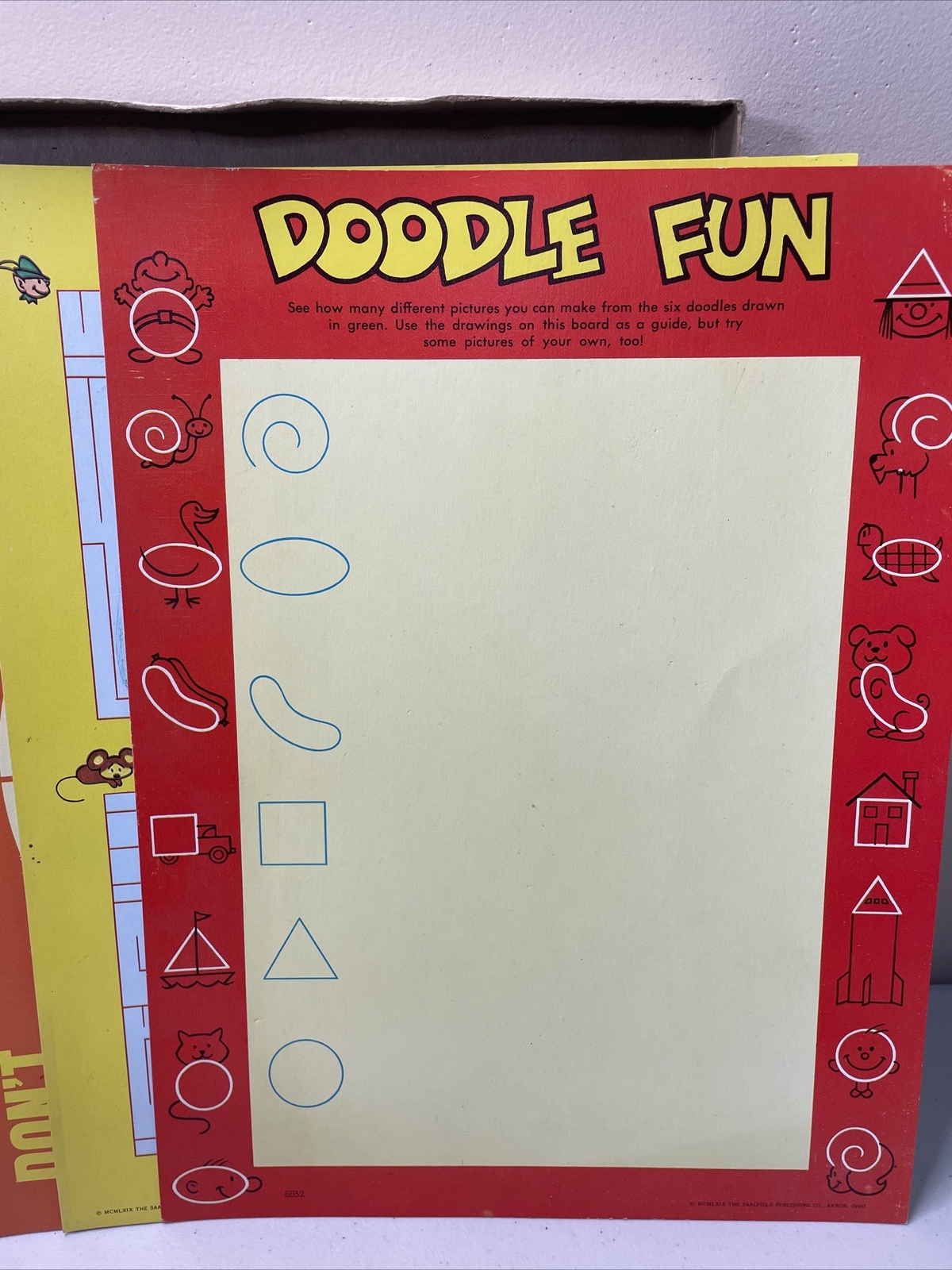 1969 Wipe Off Fun Child Development Crayon Game Boards