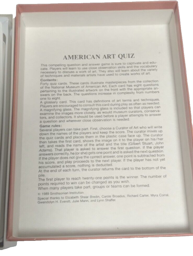 Educational Art Card Game 320 Questions On American Art Smithsonian