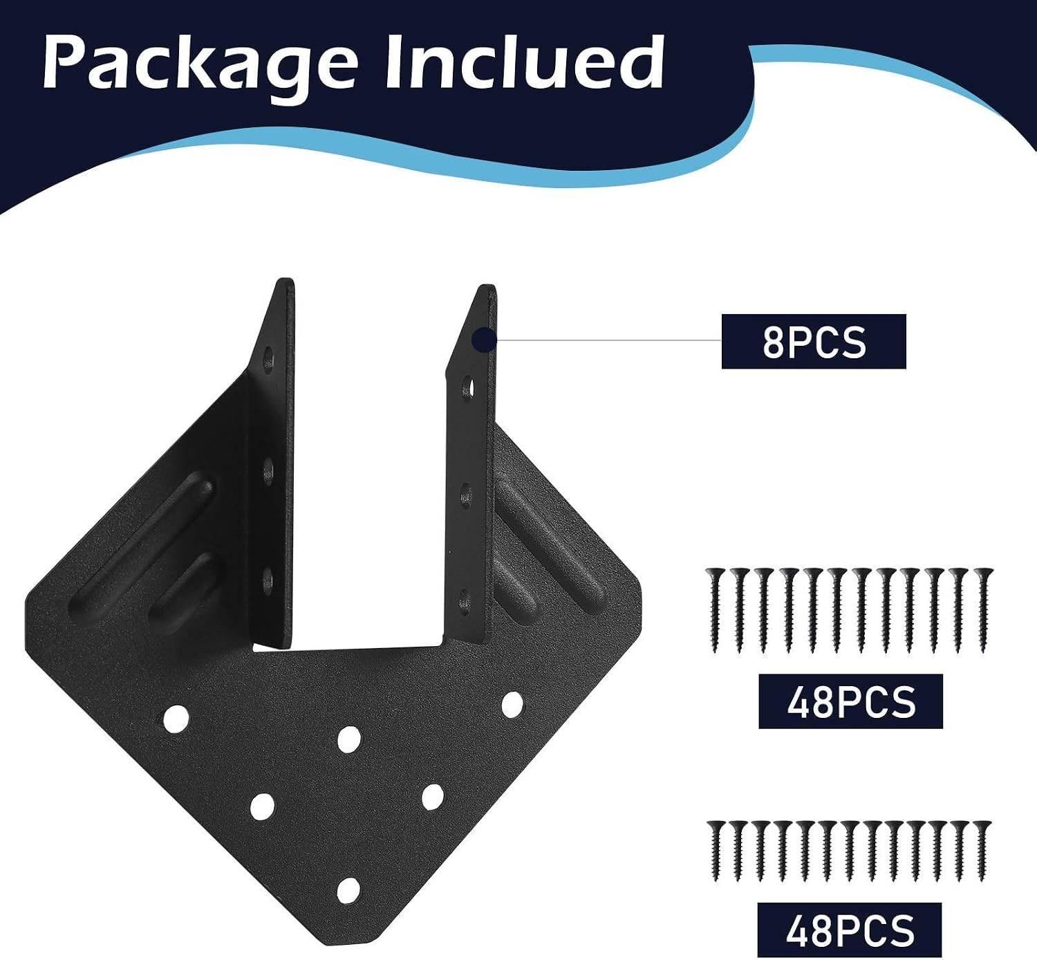 8 Pcs Hurricane Tie,14-Gauge(2Mm) Heavy Duty Joist Hangers,Black Powder Coating