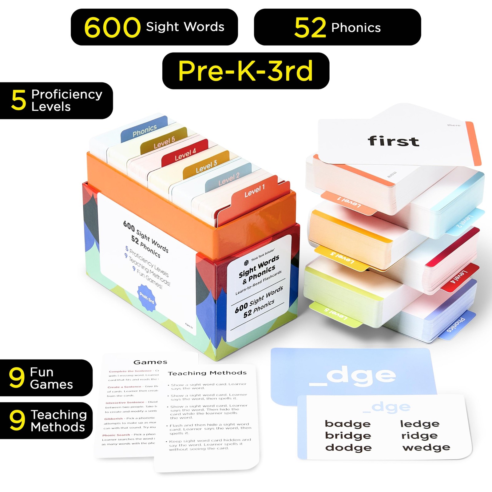 Award-Winning Learn to Read Flash Cards – 652 Sight Words & Phonics for Presc…