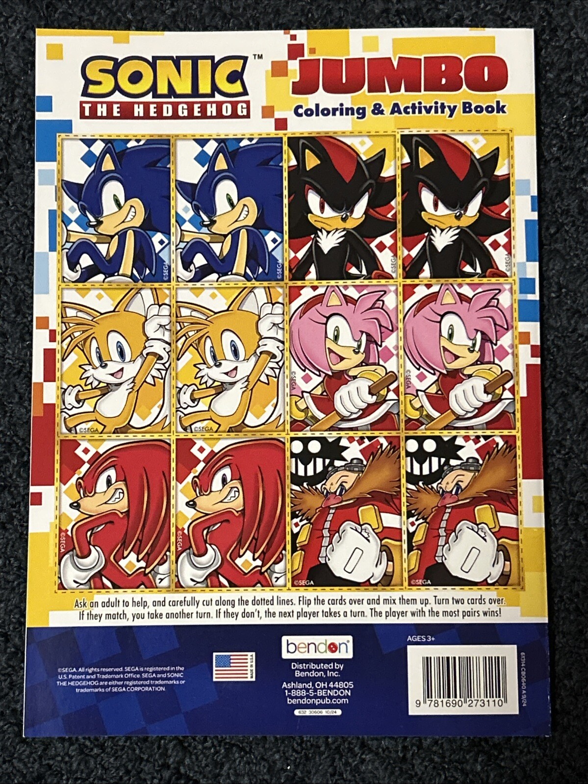 Sonic The Hedgehog Jumbo Coloring & Activity Book New Bendon Made In USA