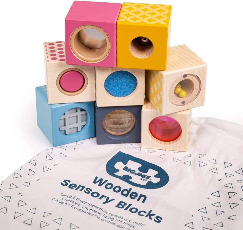 Bigjigs Toys, FSC Certified Sensory Blocks, Wooden Toys, Sensory Toys, Baby Toys