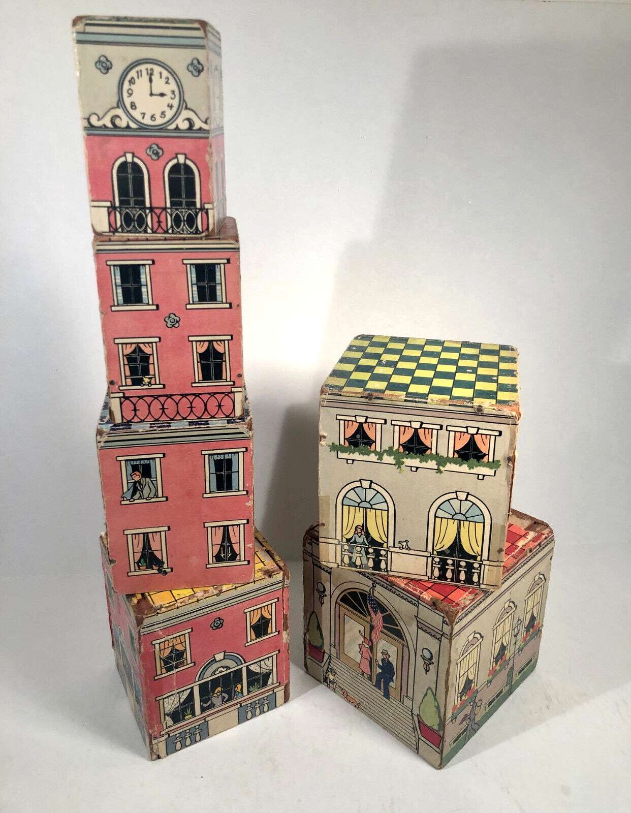 Vintage Antique set of 6 pcs. Wooden Nesting Blocks – 1949 Saml. Gabriel, NYC