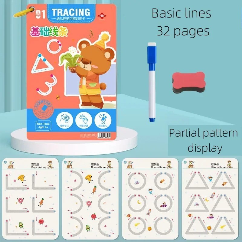 Children Magical Tracing Workbook Montessori Learning Educational for Kids
