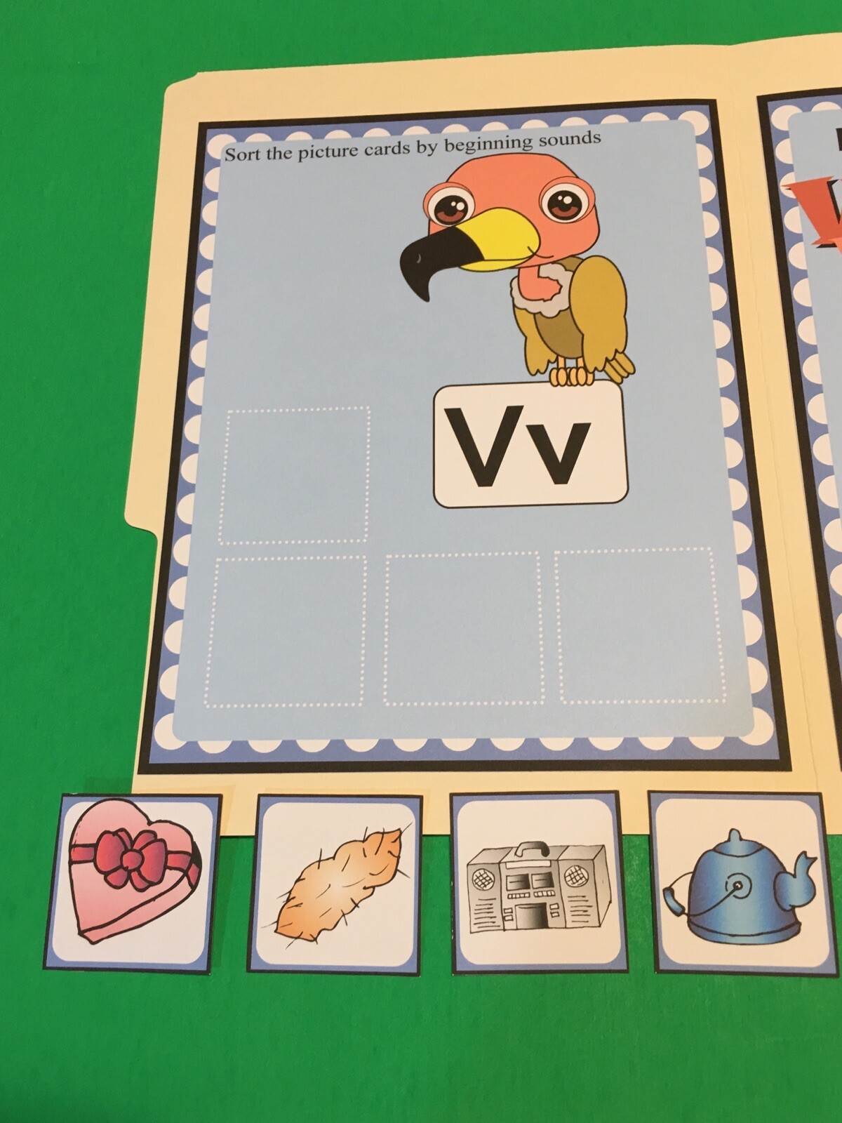 Vinny Vulture – Letter Vv – DIY File Folder game – Printed / Uncut