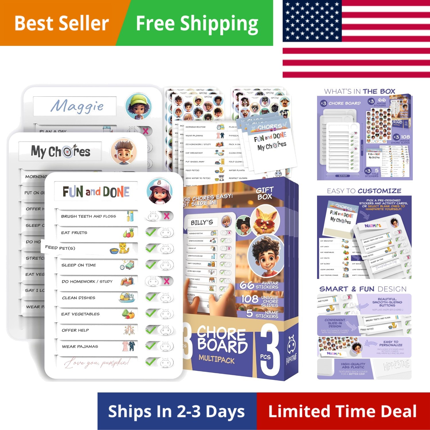 Chore Chart for Kids – Daily Routine Chart for Kids with Checklist & Stickers…
