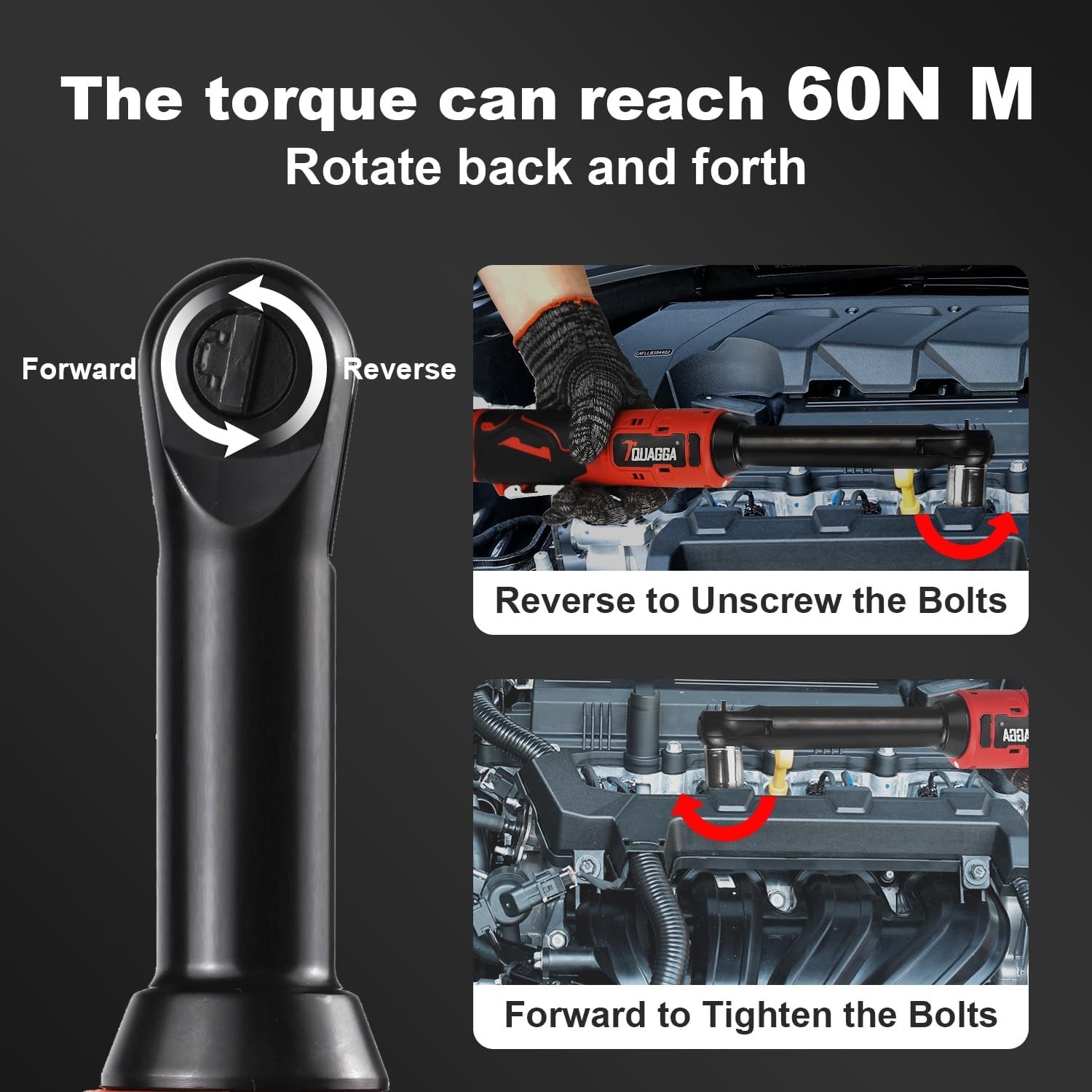 3/8″ Cordless Electric Ratchet Wrench Set, 18V Power Ratchet Tool Kit