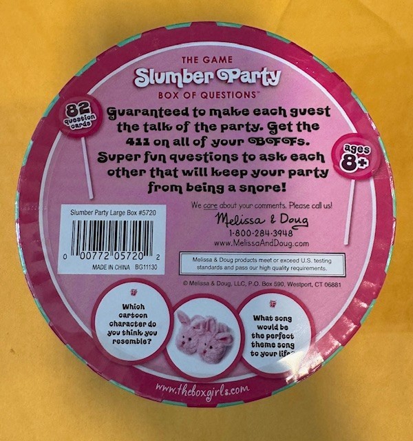 Melissa & Doug SLUMBER PARTY Box Questions Girls 82 Questions 8+ Ships FREE USA