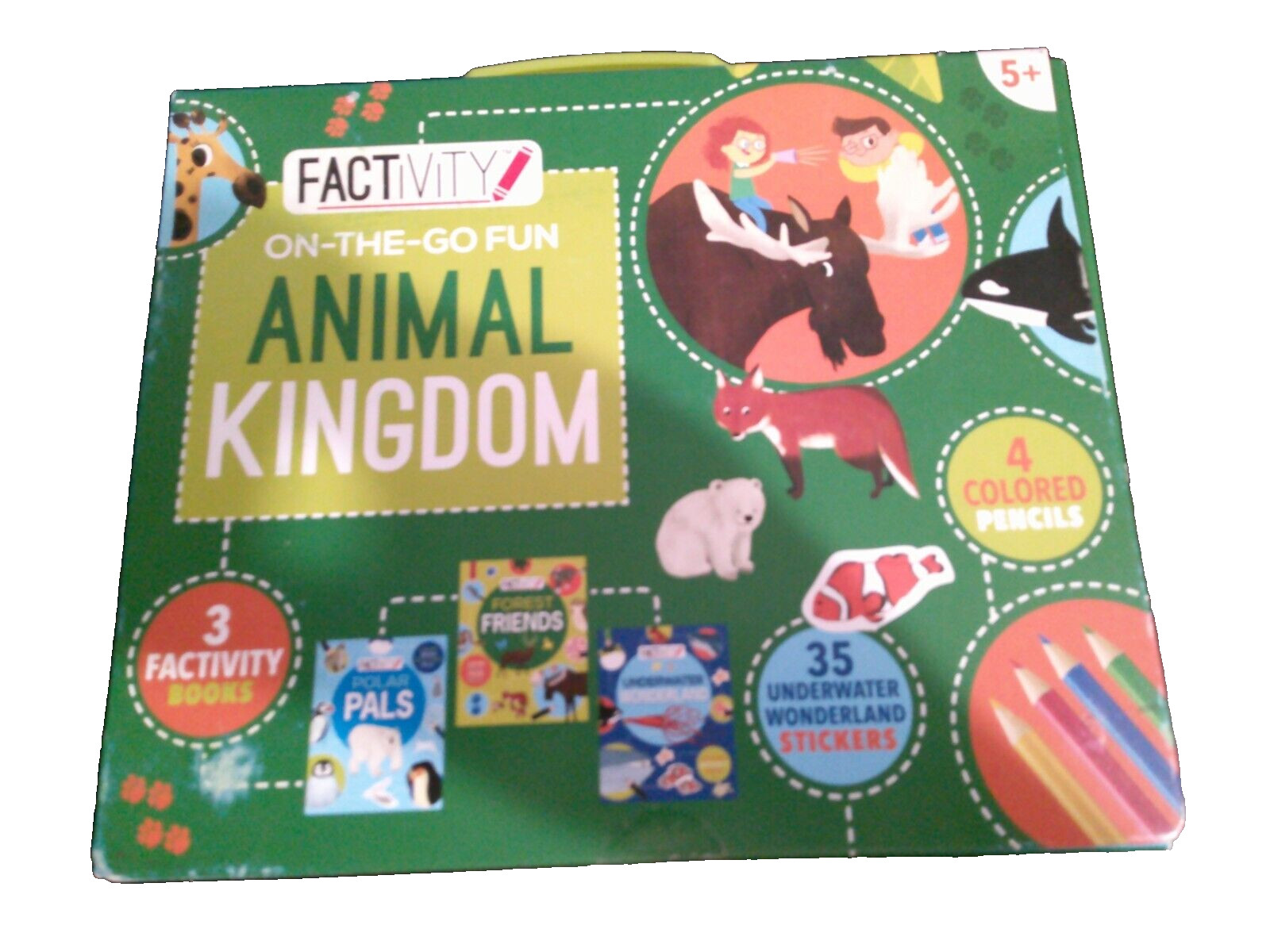 NEW FACTIVITY travel on the go fun animal kingdom 3 books stickers activity kit