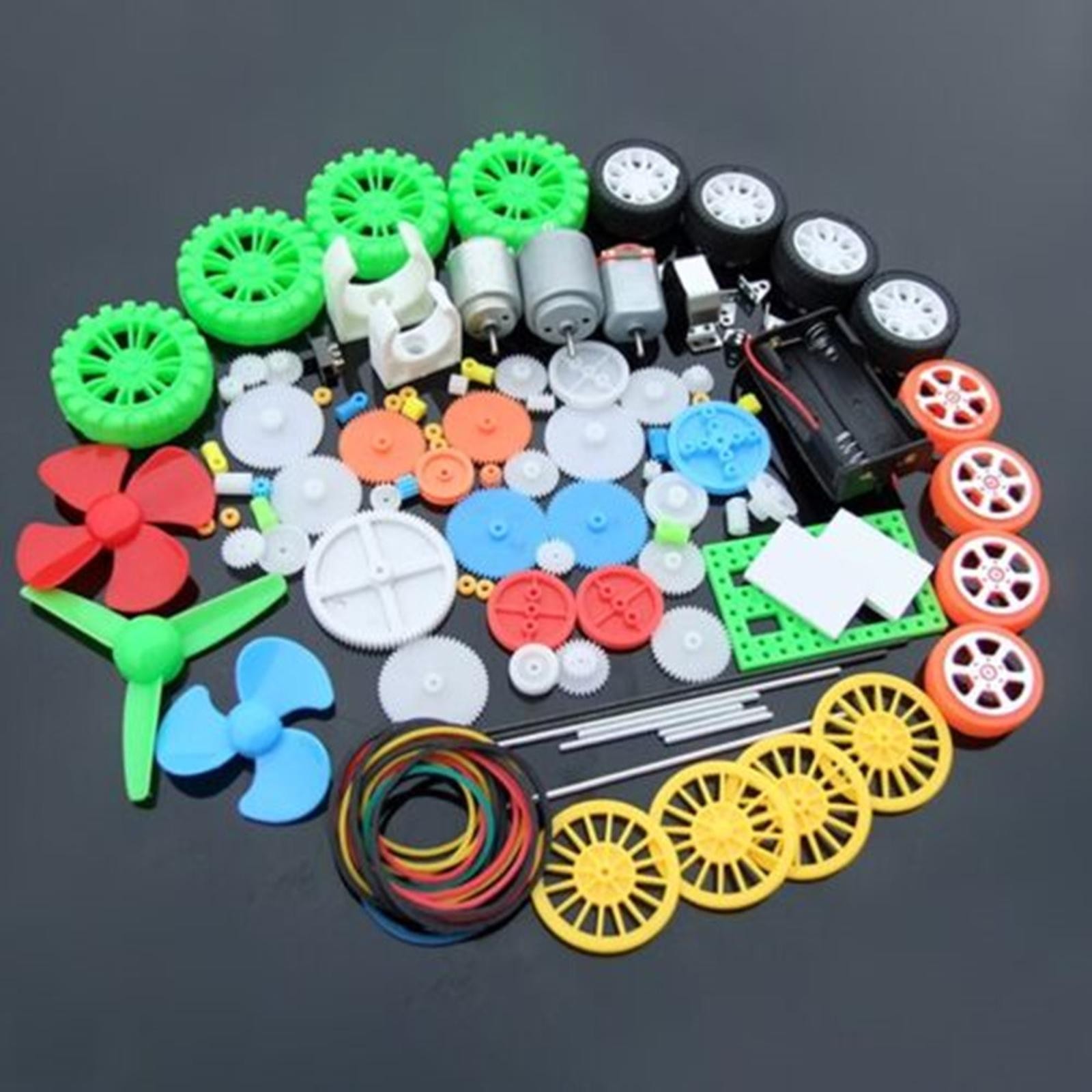 112 IN 1 Plastic Gears Motor Tires DIY Set Car Accessories Educational Toys f