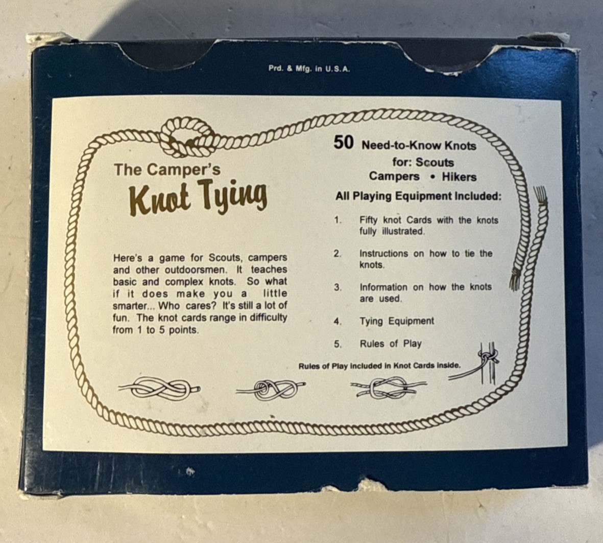 The Camper’s Knot Tying Kit / Game 50 Need-to-Know Knots Set Educational Fun